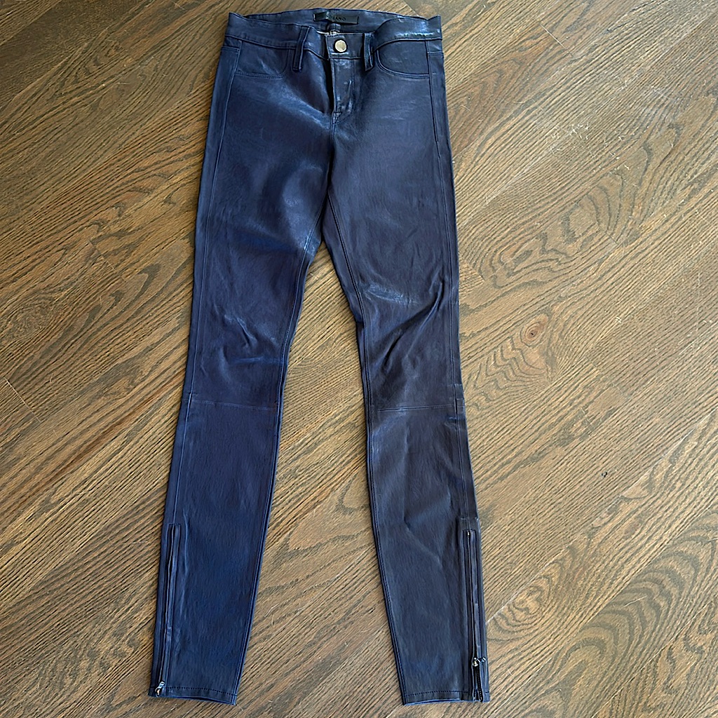 J Brand Navy Leather Skinny Pants Size 24